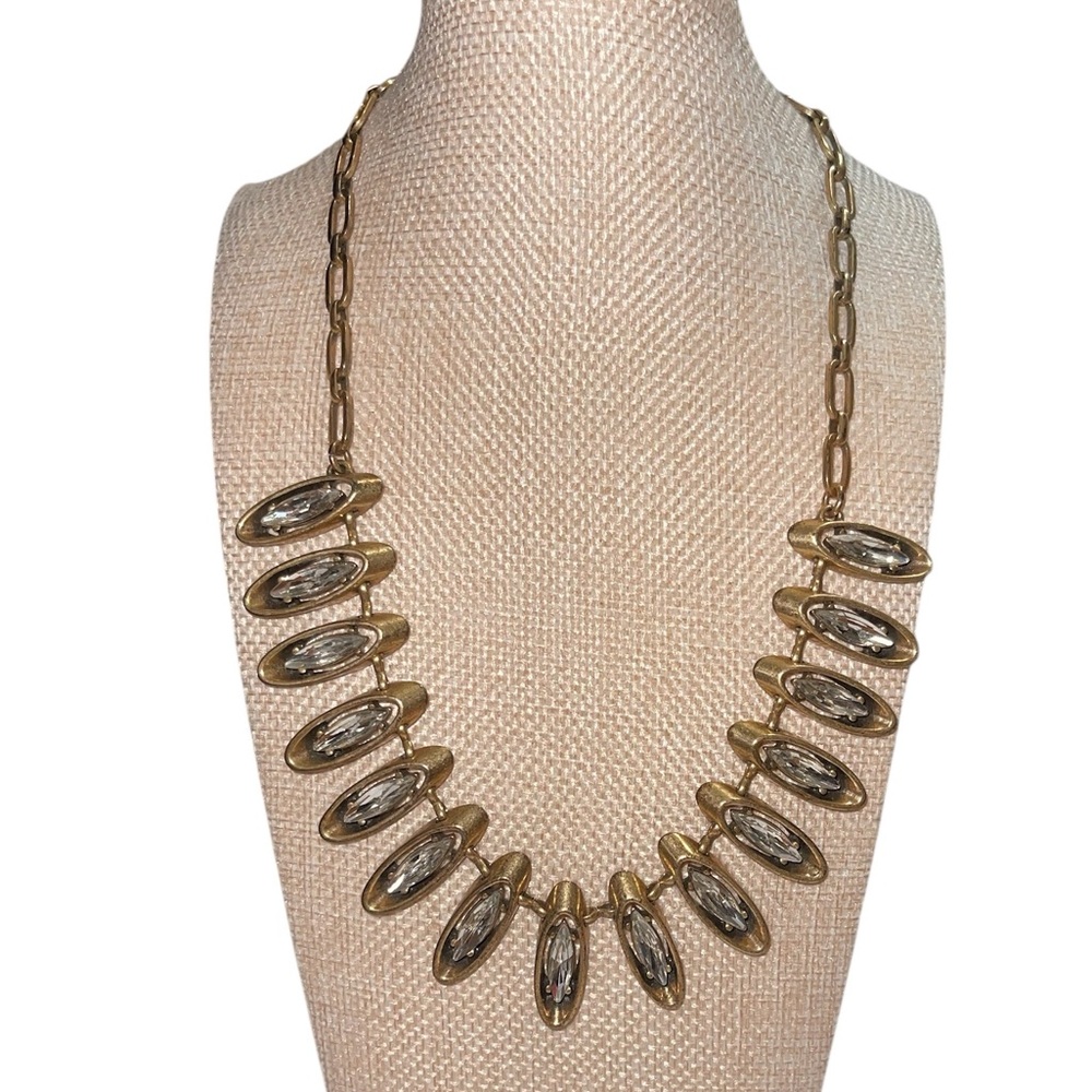 J.Crew Modernist Crystal Gold Tone Statement Necklace